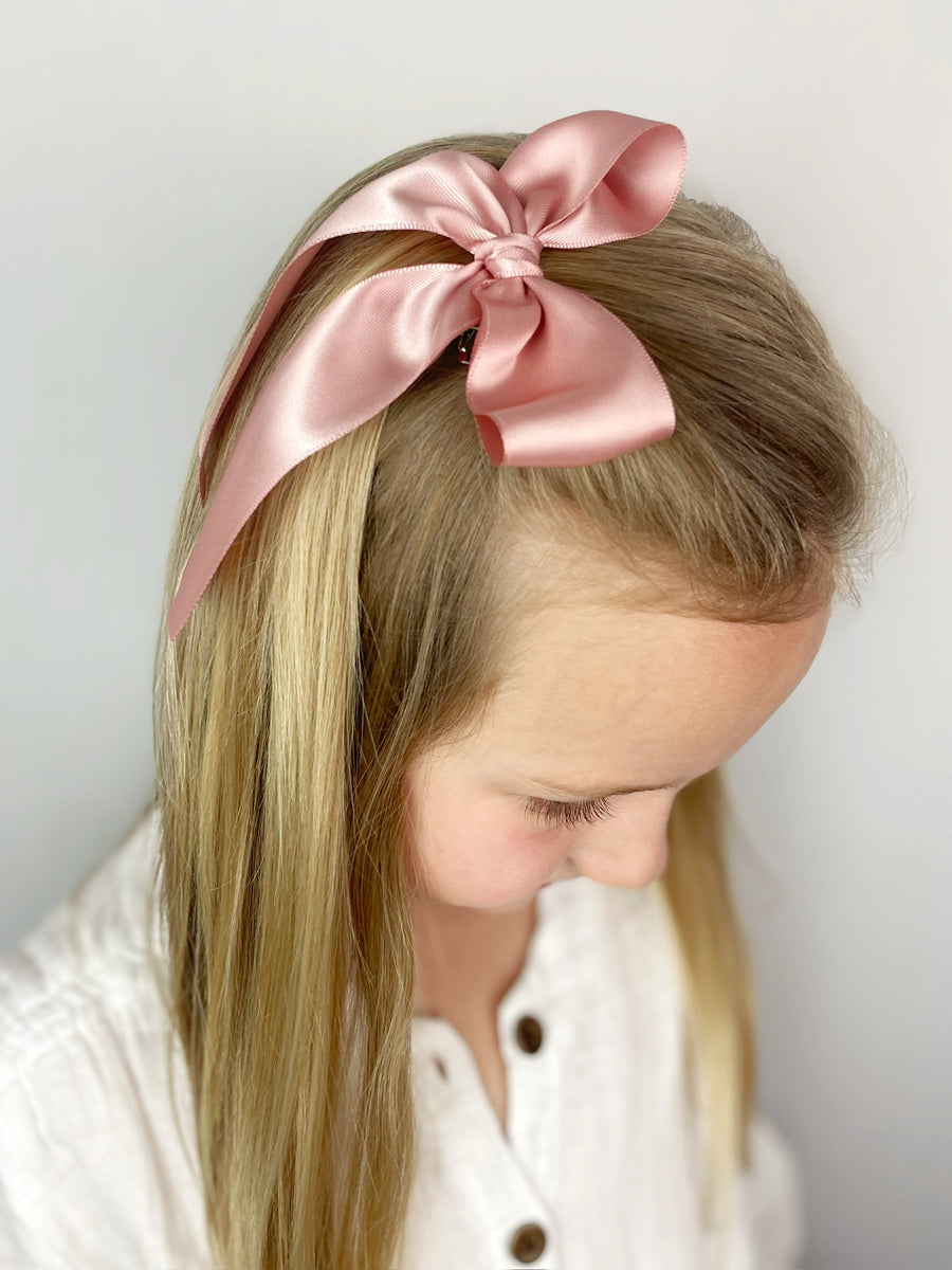 Daisy & Denim Tulle Hair Bow, Pink - lily & onyx