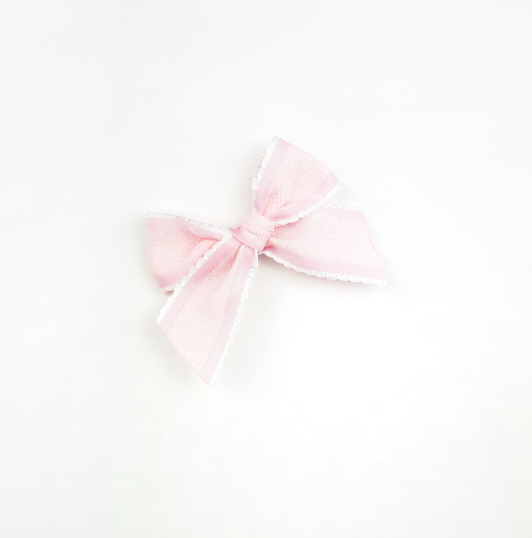 Maeve | Textured Pink Ruffle Bow | Standard | Right Clip