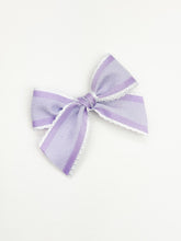 Load image into Gallery viewer, Maeve | Textured Lilac Ruffle Bow | Standard | Left Clip
