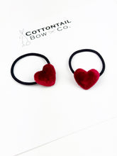 Load image into Gallery viewer, Pigtail Set | Red Velvet Heart (Elastic)
